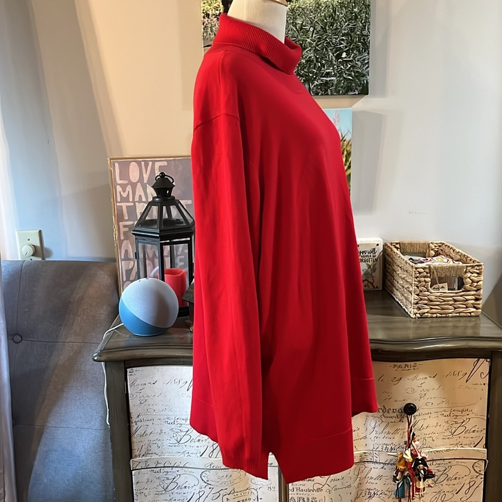 CALVIN KLEIN RIBBED TURTLENECK SWEATER HOLIDAY RED PLUS SIZE 2X - Picture 4 of 13